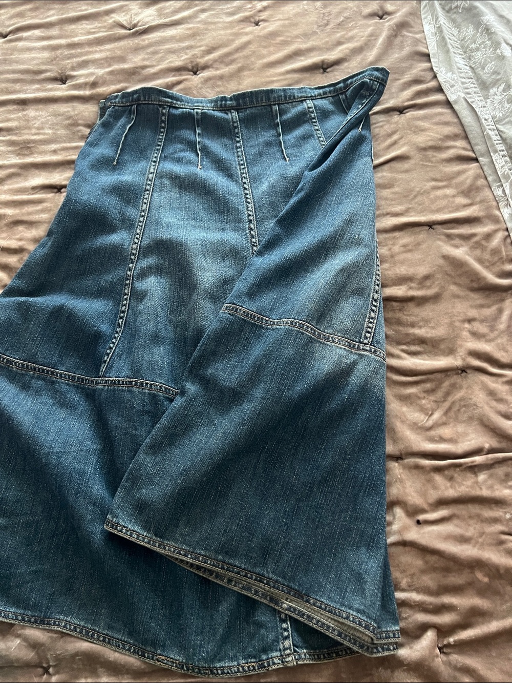 HOLDING HORSES Indigo Panelled Denim Flare Skirt